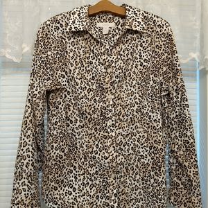 Chico's Leopard Print Long Sleeve Blouse